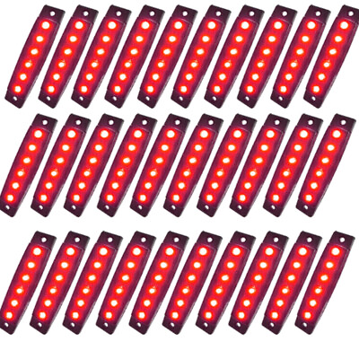 #ad 60PCS 3 4quot; Smoked Red Side Marker Clearance Lights 6 LED for Truck Trailer Boat $39.56