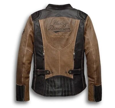 #ad #ad Harley Davidson Women#x27;s Gallun Triple Vent Brown Leather Jacket Motorbike Jacket $149.99