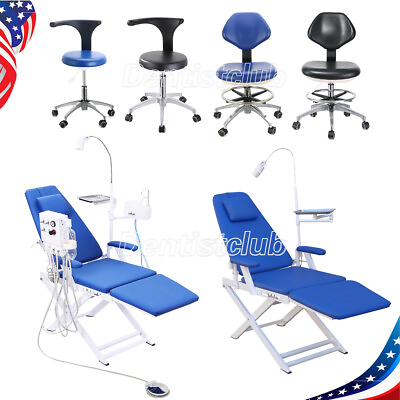#ad Portable Dental Chair Foldable LED Light with Turbine Unit Dentist Rolling Stool $165.59