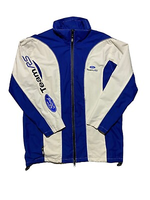 #ad Men`s FORD Team RS Rally Jacket Blue and White Nylon Size L $84.15
