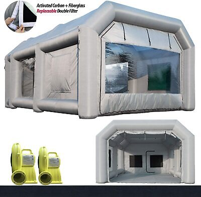#ad 20x13x8Ft Inflatable Paint Booth Portable Auto Spray Tent 750W 480W Blowers $799.99