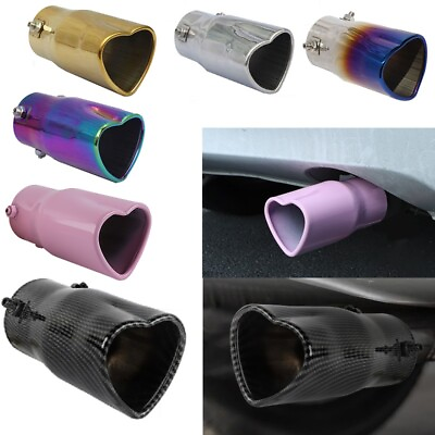 #ad Heart Shaped Car Stainless Steel Rear Exhaust Pipe Tail Muffler Tip $28.88