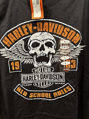 #ad #ad Harley Davidson Motorcycle Men#x27;s Large T Shirt Black Greenville SC Double Sided $12.90