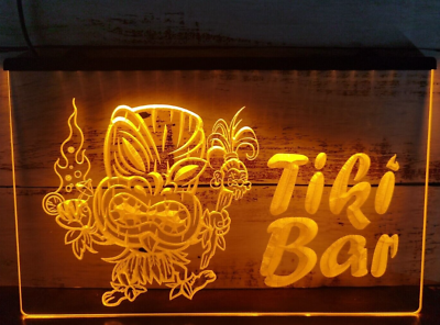 #ad Cute Tiki Bar Mask Open LED Neon Light Sign Bar Pub Man Cave Club Wall Art Décor $23.89