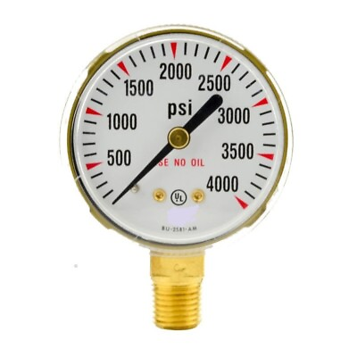 #ad Pressure Gauge 2” High Pressure for Oxygen Regulators 0 4000 P.S.I. 2 4000 $15.59