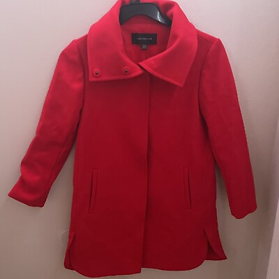 #ad Ann Taylor Coat Women#x27;s XXS Red Shawl Collar Mid Length Statement Winter Jacket $33.00