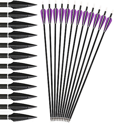 #ad 32quot; 7.5mm Carbon Arrows Hunting Practice Arrows Spine 350 with Broadheads $46.93