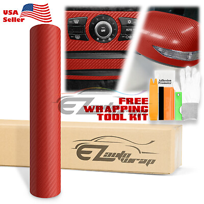 #ad #ad 5FTx6FT 4D Gloss Red Carbon Fiber Vinyl Wrap Sticker Bubble Free Air Release $42.00