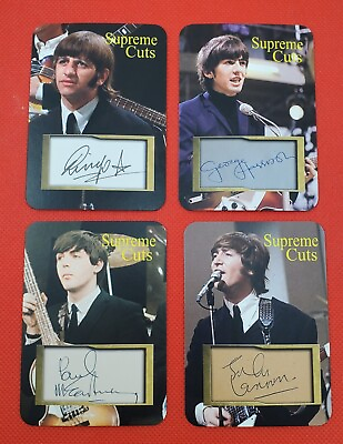 #ad The Beatles Supreme Autographs Cuts Die Cut SAMPLE Set 4 Trading Cards $8.96