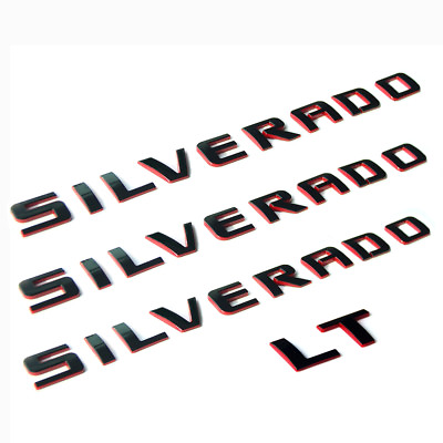 #ad 3x GENUINE SILVERADO 1 LT Nameplate Emblem Badge 3D 1500 2500HD Red Line F $49.45