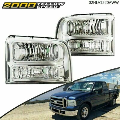 #ad Fit For 05 07 Ford F250 F350 Super Duty Clear Corner Clear Chrome Headlights $60.67
