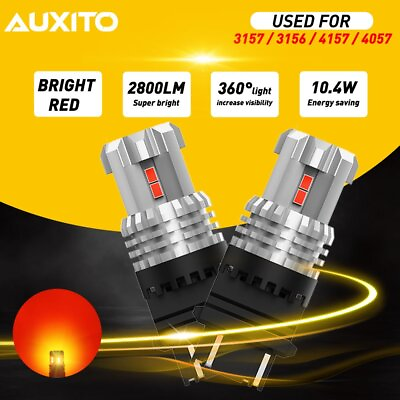 #ad 2X AUXITO 3157 3156 LED Brake Tail Stop Light Bulbs DRL Parking Lamp Bright Red $12.34