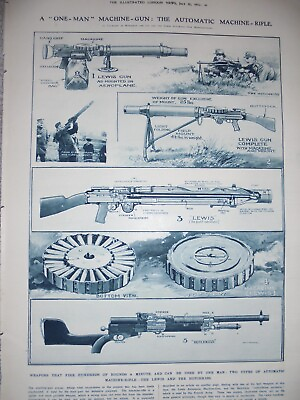 #ad WW1 Light Machine Guns Lewis and Hotchkiss print 1915 ref AD GBP 9.99