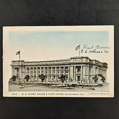 #ad Antique 1905 UDB US Court House Post Office Indianapolis IN Glitter Postcard $7.95