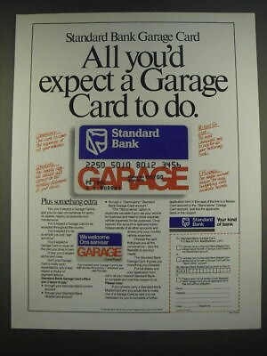 #ad 1989 Standard Bank Ad Standard Bank Garage Card All you#x27;d expect $19.99