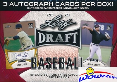 #ad 2021 Leaf Draft Baseball Factory Sealed HOBBY Blaster Box 3 AUTOS50 Card RC SET $18.88