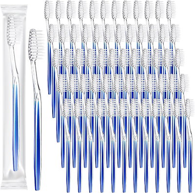 #ad 100 Pcs Individually Wrapped Toothbrush Bulk Disposable Travel Toothbrushes Soft $24.99