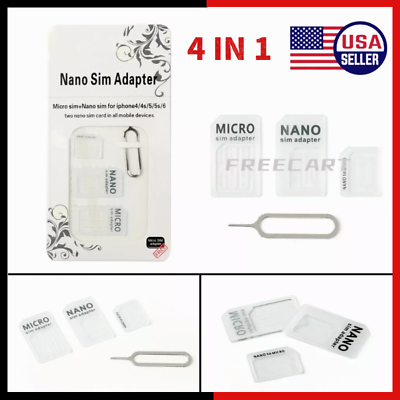 #ad US 1 Pcs Nano SIM Card to Micro Standard Adapter Adaptor Converter Set 4 in 1 $1.59