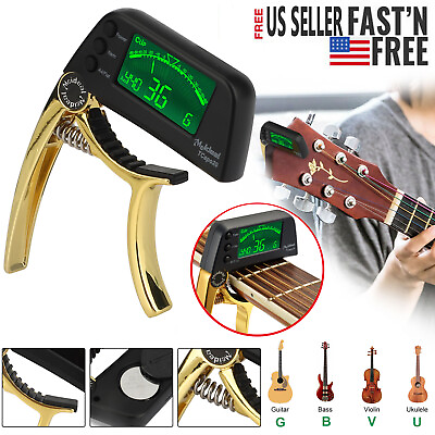#ad Professional LCD Tuner Acoustic Electric Chromatic Capo for Guitar Bass Ukulele $14.98