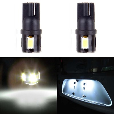 #ad 2pcs White T10 6 5730 SMD Ultra LED License Plate Instrument Cluster Light Bulbs $8.15
