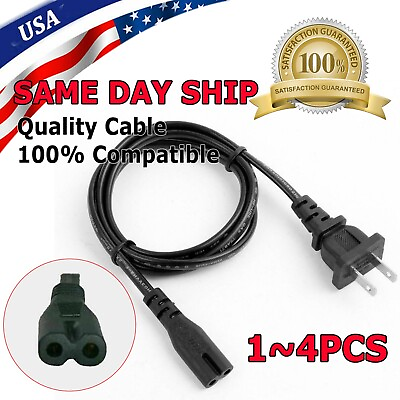 #ad AC Power Cord 2 Prong Cable for PS4 PS3 PS2 Slim XBOX PC LAPTOP PSV Monitor TV $2.75