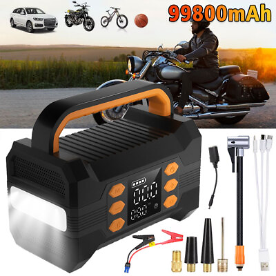 #ad #ad 5000A 99800mAh Car Battery Jump Starter 12VUSB Quick Charge and DC Tire inflator $86.48