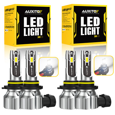 #ad 4x AUXITO 9005 9006 Combo LED Headlight Bulbs High Low Beam Kit Super White $33.11