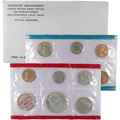 #ad 1969 Uncirculated Coin Set U.S Mint Original Government Packaging OGP $9.99