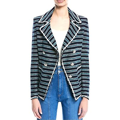 #ad Veronica Beard women’s 6 Carroll Striped Tweed Double Breasted blazer Jacket $259.00