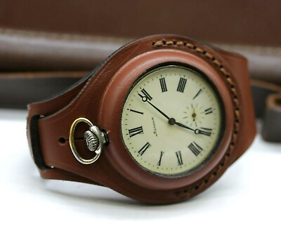 #ad NEW WW1 times New Leather STRAP Band WRISTBAND For Pocket Watch 50mm WWII $36.00