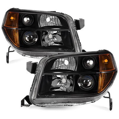 #ad {FACTORY STYLE} For 06 08 Honda Pilot Black Housing Headlights Lamps Replacement $135.95