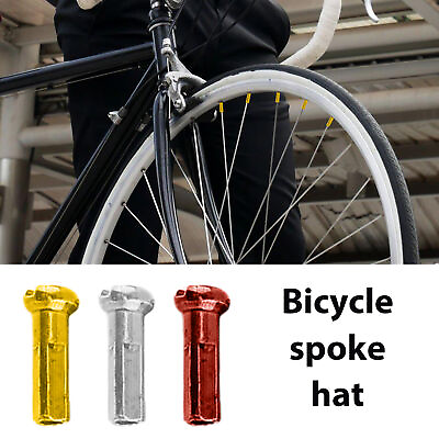 #ad 10X Mountain Bike Spoke Nipples Carbon Steel Spoke End Tip Decor 14G Spoke Caps $9.11
