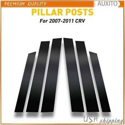 #ad 6pcs Black Pillar Posts For Honda Cover CRV 2007 2011 Door Trim Window Decal USA $14.99
