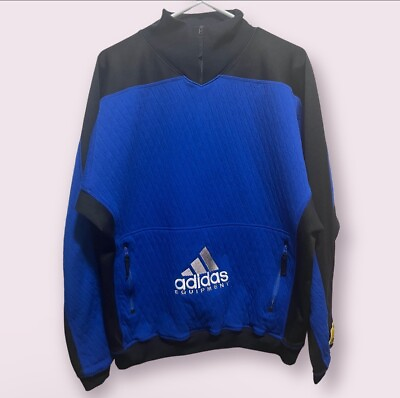 #ad Vintage Adidas Equipment Sweater Blue Black Colorblock 1 4 Zip Pullover Medium $40.00