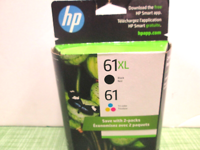 #ad 2 PACK HP GENUINE 61XL BLACK amp; 61 TRI COLOR INK RETAIL BOX DESKJET 3510 3511 $49.97