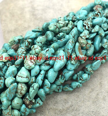 #ad Real Natural Blue Turquoise 6 10mm Gemstone Nugget Loose Beads Strand 15quot; AA $3.86