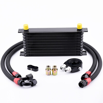 #ad 10 ROW AN10 ALUMINUM RACING ENGINE OIL COOLER FILTER RELOCATION KIT $83.98