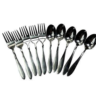 #ad Oneida LUANN Stainless steel flatware Fork spoon lot 10 $26.78