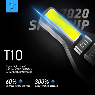 #ad 10x W5W T10 194 LED 7020SMD Canbus White 6000K Car Wedge Tail Side Parking AU $19.99