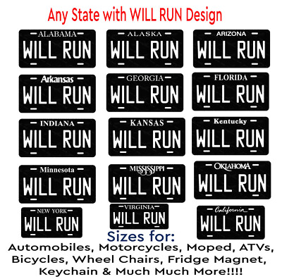 #ad WILL RUN with State Auto License Metal Plate Tag Car Bicycle ATV Keychain Magnet $13.99