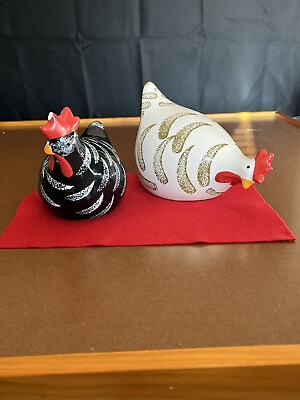 #ad La Dolce Vita Hen House Collection Chicken Rooster White Ceramic Pair $23.00