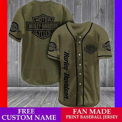 #ad Persionalized Harley Davidson Motorcycle Baseball Jersey Shirt Printed 3D S 5XL $30.90