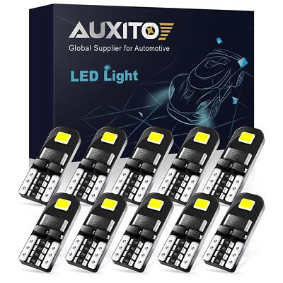 #ad 10PCS AUXITO T10 194 168 2825 License LED Plate Light Bulb 6000K Super White W5W $7.99
