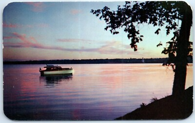 #ad Postcard Sunset on beautiful Seneca Lake looking westward toward Geneva N. Y. $4.73
