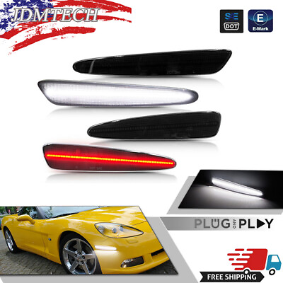 #ad Front White Rear Red LED Side Marker Signal Lights For 2005 13 Chevy Corvette C6 $39.99