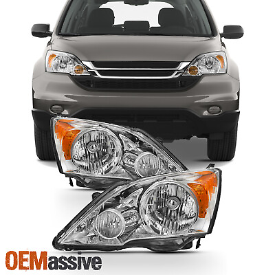 Fits 2007 2011 Honda CR V Chrome Headlights Lamps Complete Replacement Set $148.99