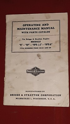 #ad Vintage Briggs amp; Stratton NP Manual $16.00