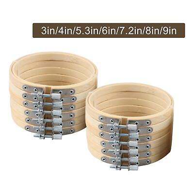 #ad 12 Pieces Bamboo Embroidery Hoops Set Circle Rings for Art Craft Sewing DIY $27.35