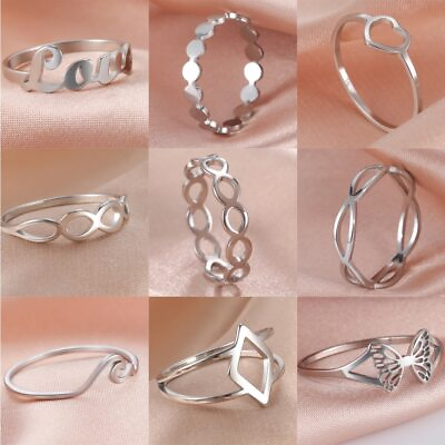 #ad 7pcs lot Rings Set for Women Infinity Heart Finger Ring Stainless Steel Women#x27;s $7.73