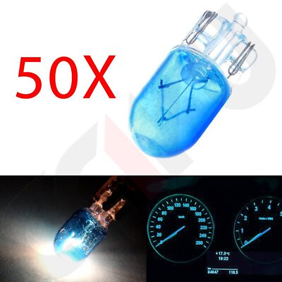 #ad 50x T10 168 194 Blue Glass Halogen bulbs Dashboard Gauge Panel odometer light $8.70